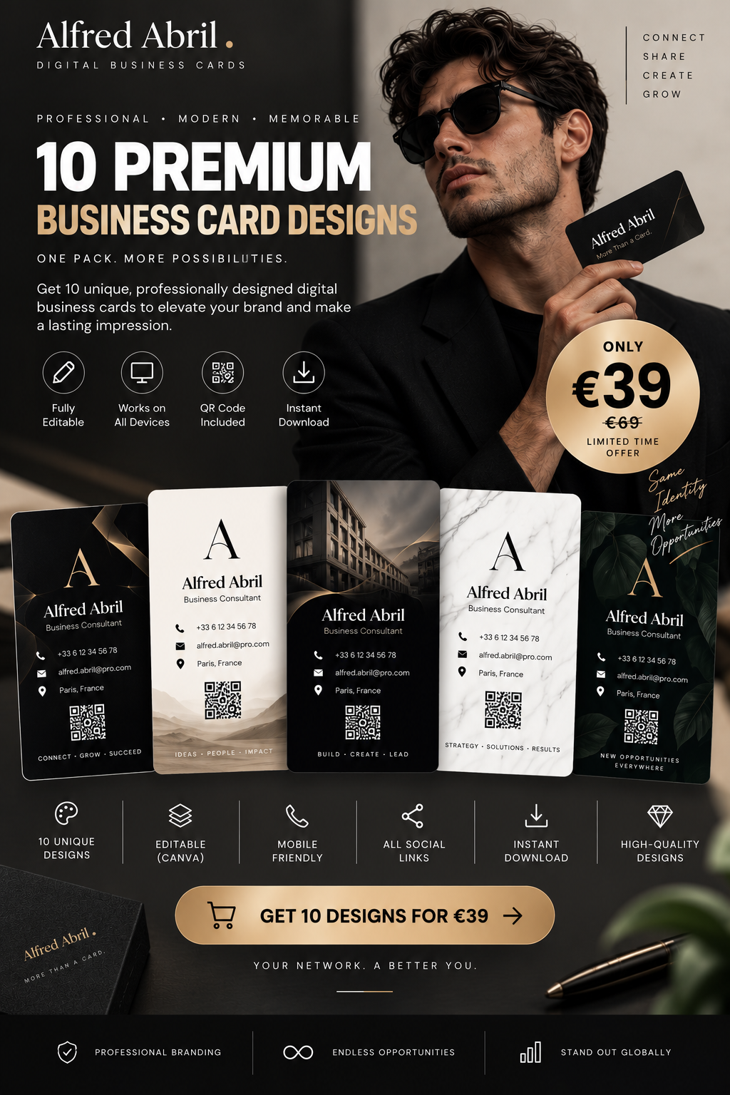Essential digital business card template